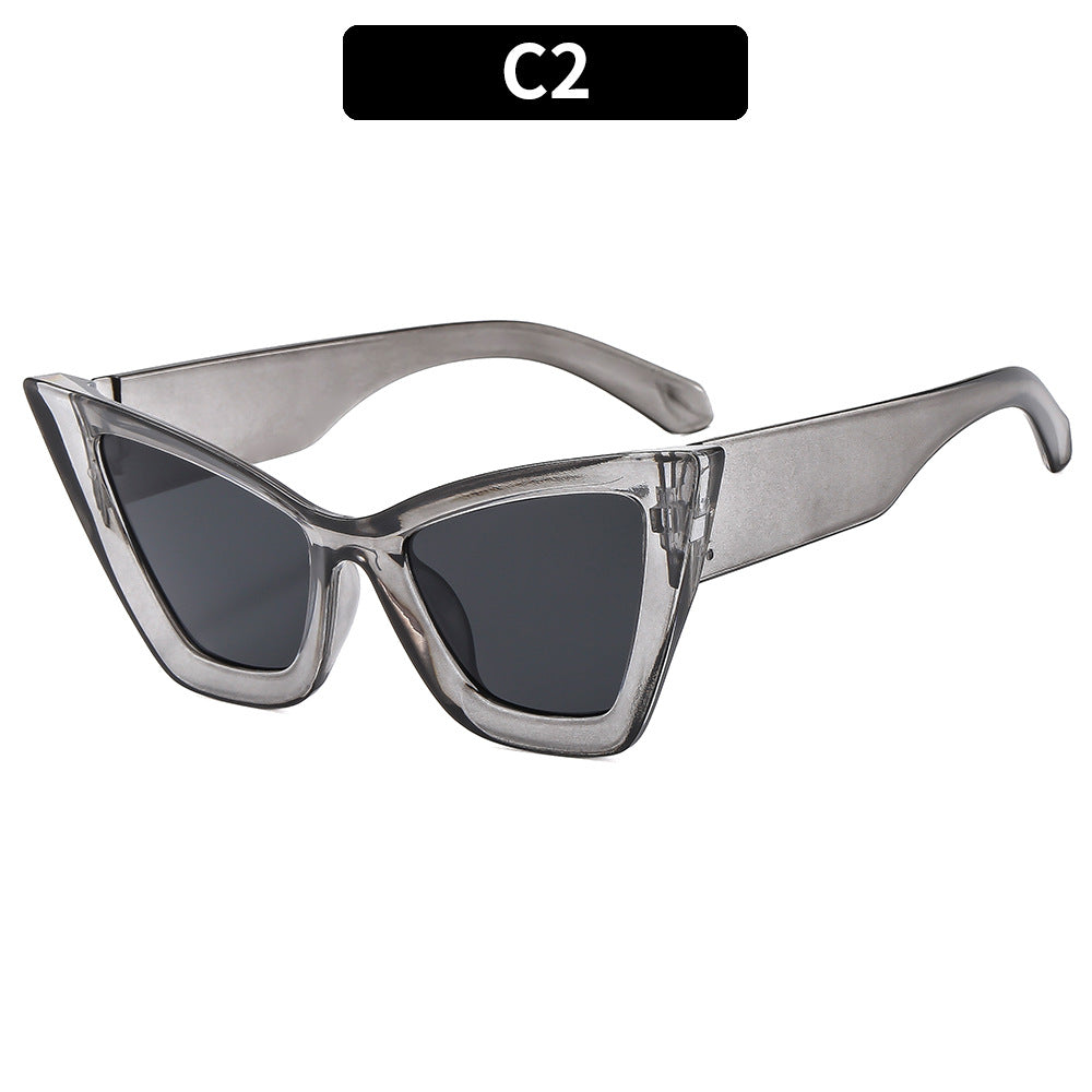 Cat-Eye Sunglasses with Geometric Frame