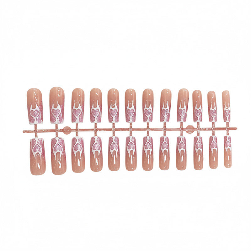 Heart Flames Press-On Nail Art Bowlift
