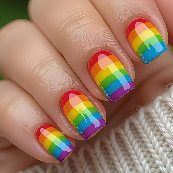 Rainbow Gradient Nail Art Bowlift