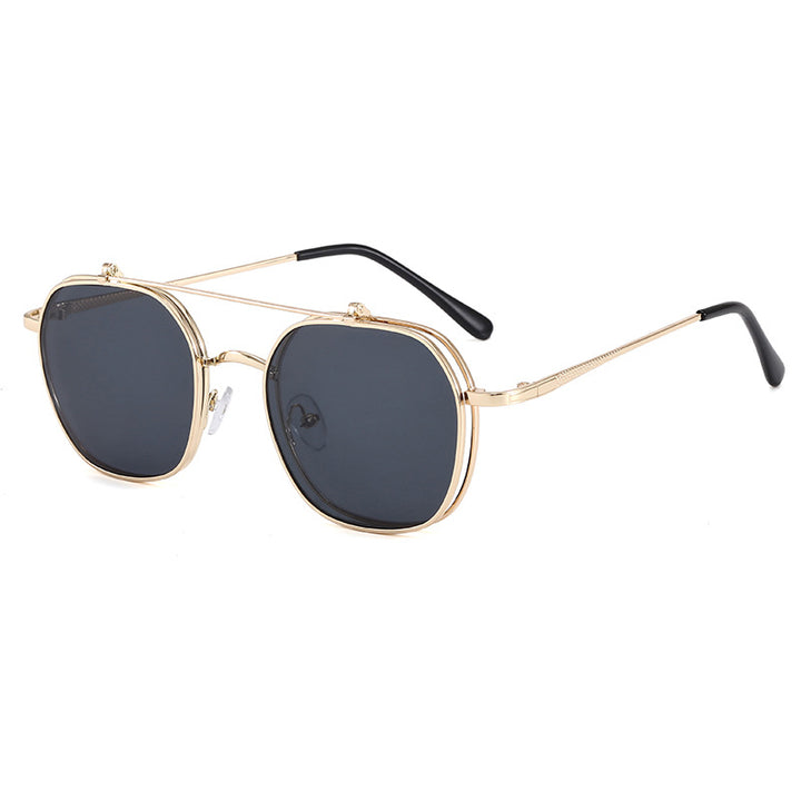 Women's geometric oversized sunglasses with elegant golden frame Bowlift