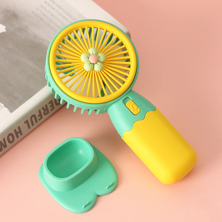Women Portable Hand Fan with Floral Design Bowlift