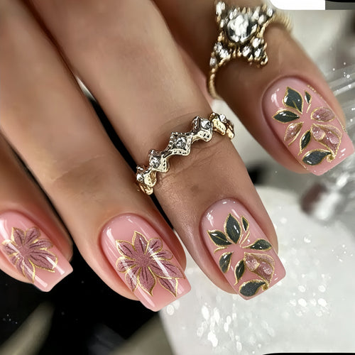 Artificial nails with elegant flower design Bowlift