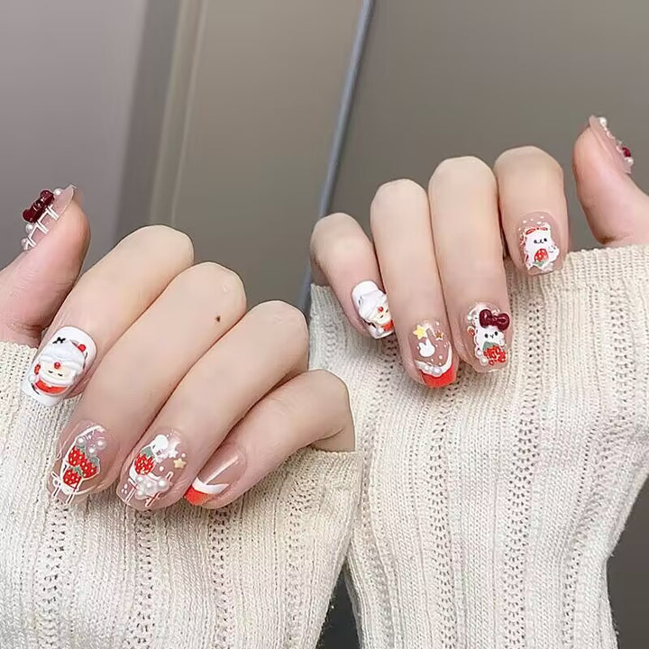 Festive Character-Themed Press-On Nail Set Bowlift