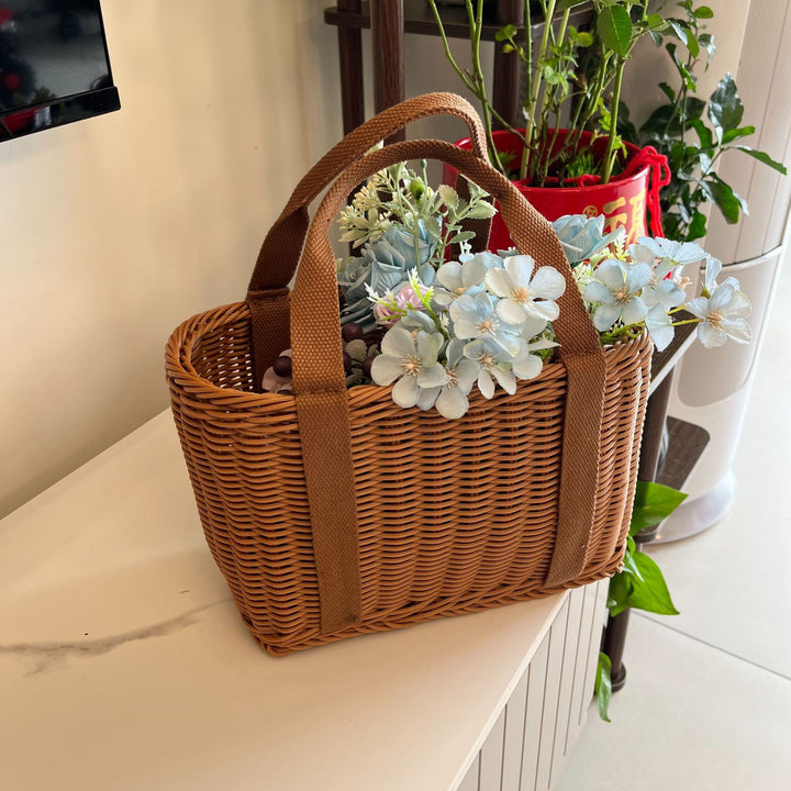 Elegant Woven Picnic Basket Bowlift