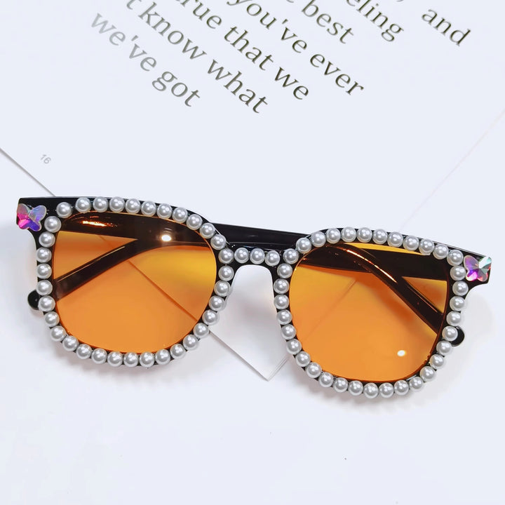 Ladies Glamorous Sunglasses with Pearl Frame Bowlift