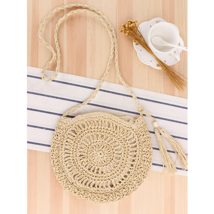 Macrame Crossbody Bag with Decorative Fringes Bowlift