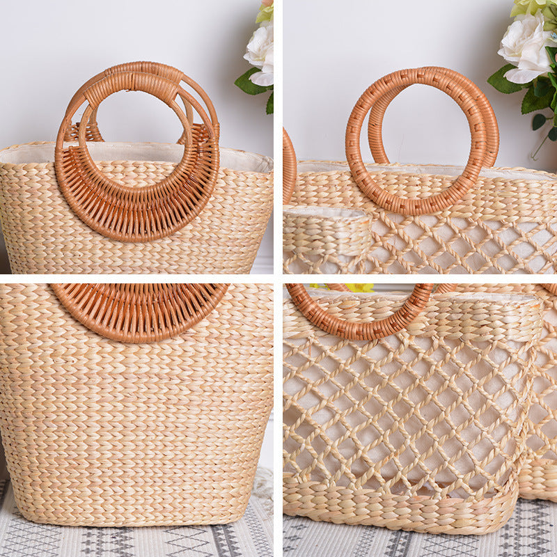 Women handcrafted beach bag with braided handles Bowlift