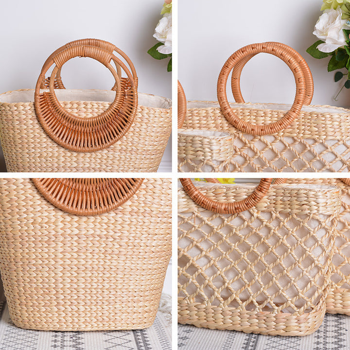 Women handcrafted beach bag with braided handles Bowlift