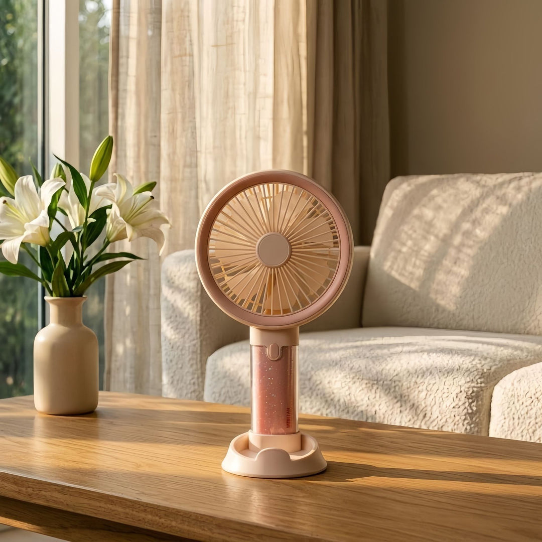 Women's Portable Mini-Hand Fan with Spray Function and Ergonomic Design Bowlift