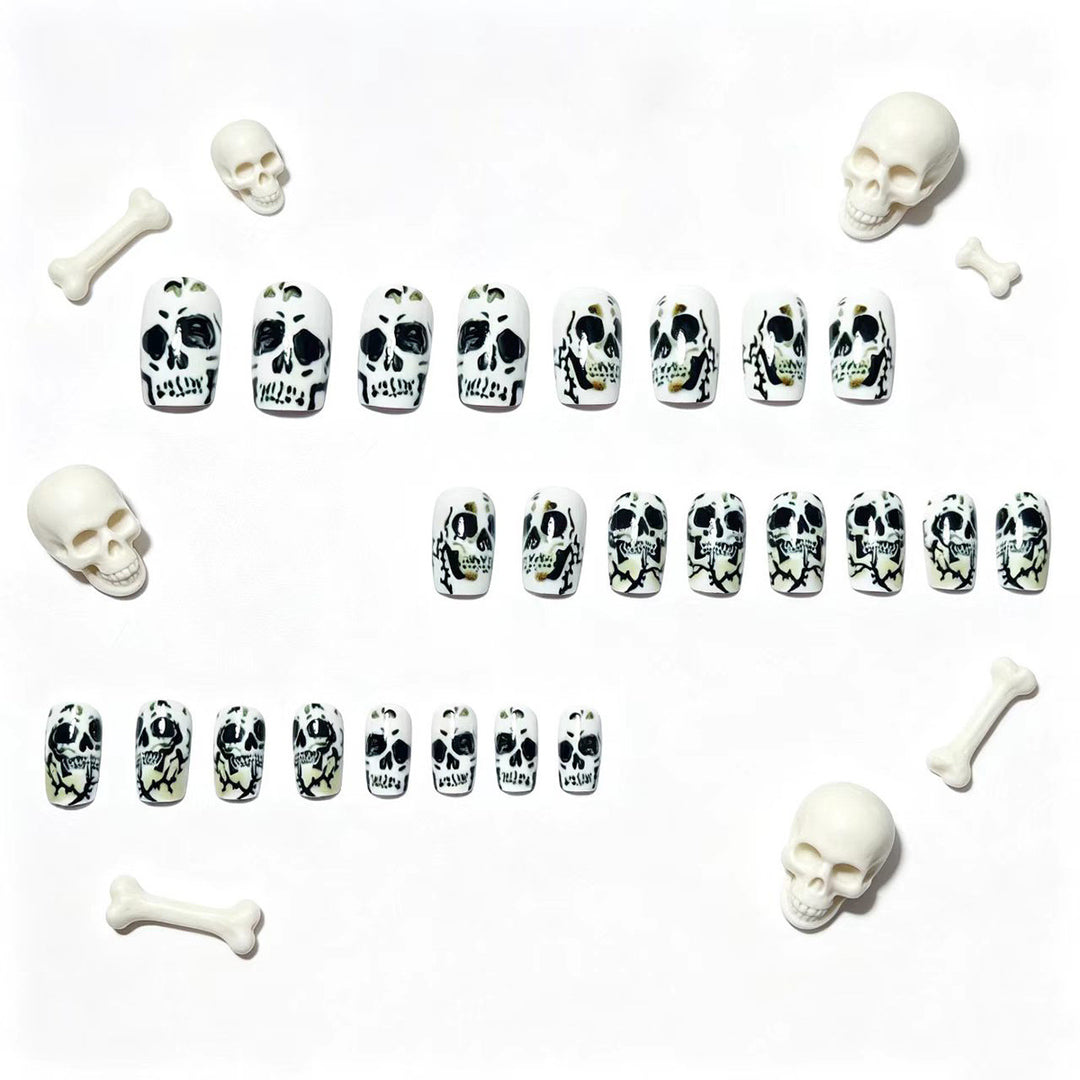 Artistic Skull-Themed Nail Art Bowlift