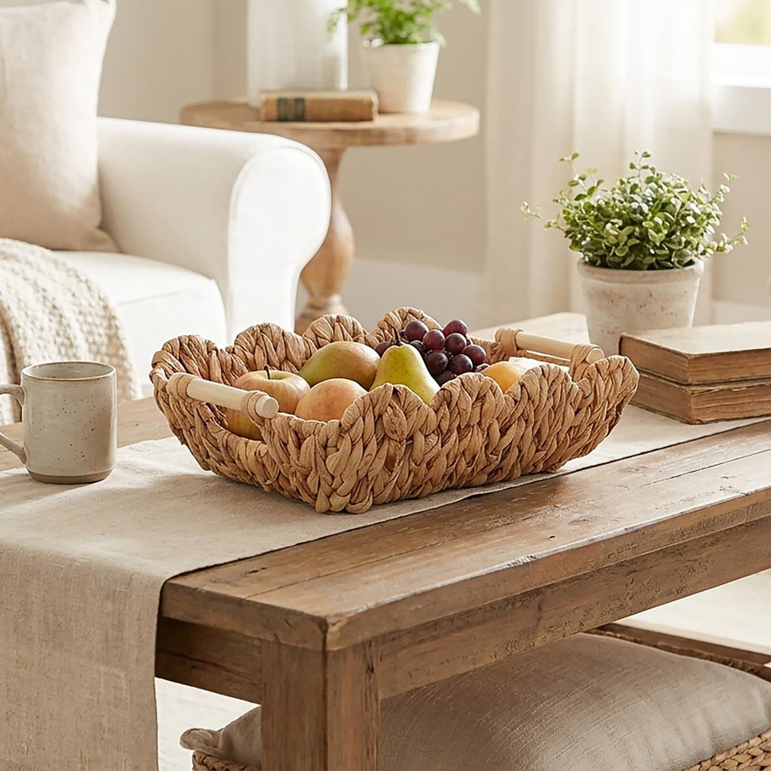Handwoven storage basket with wave edge Bowlift