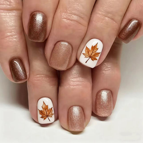 Autumn Leaf Press-On Nail Art Bowlift