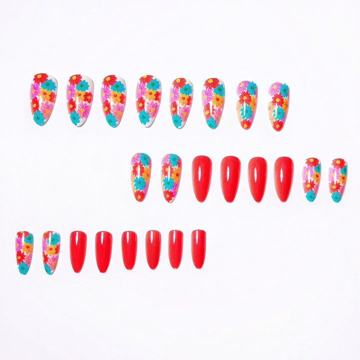 Artificial nails with Lively Flower Design Bowlift