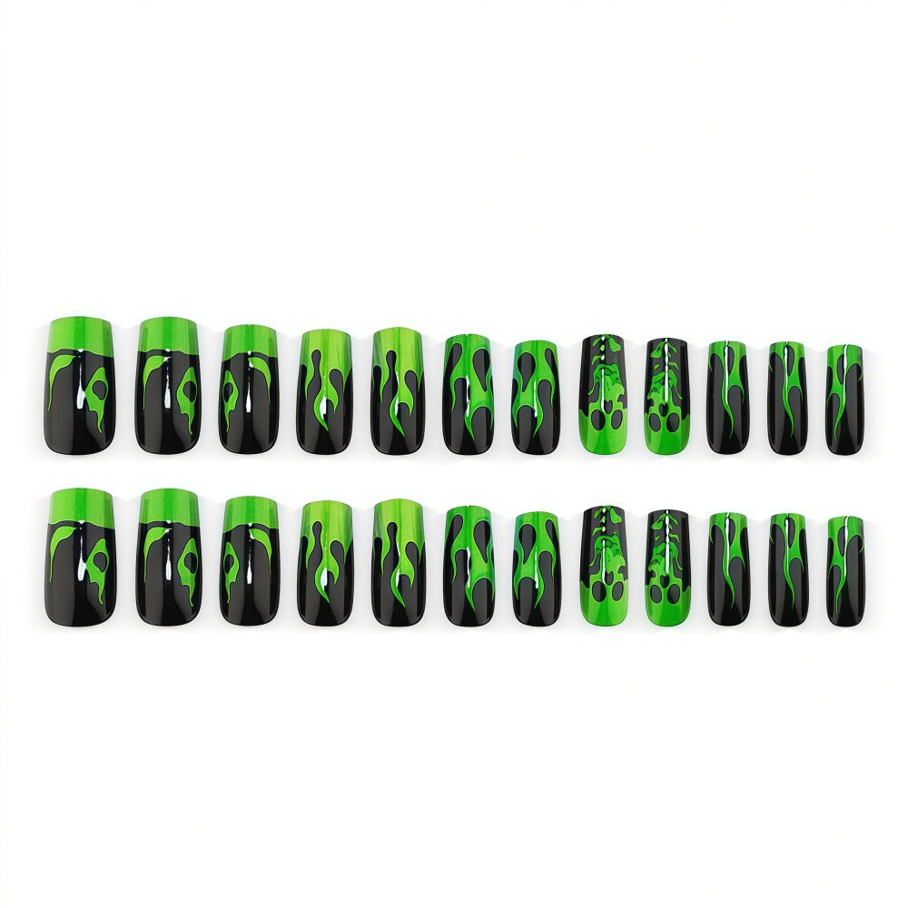 Artificial nails with spooky flame design Bowlift