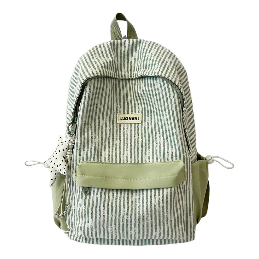Lightweight Striped Casual Backpack Bowlift