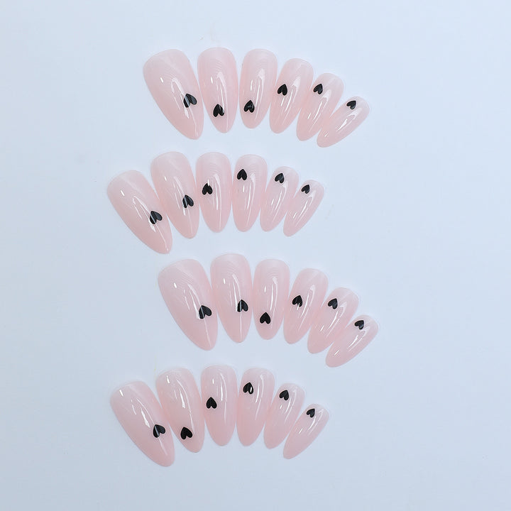 Heart-Embellished Press-On Nail Set Bowlift