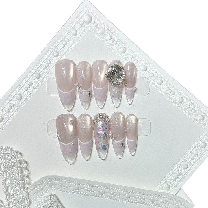 Glamorous Stiletto Press-On Nail Set with Crystal Embellishments Bowlift