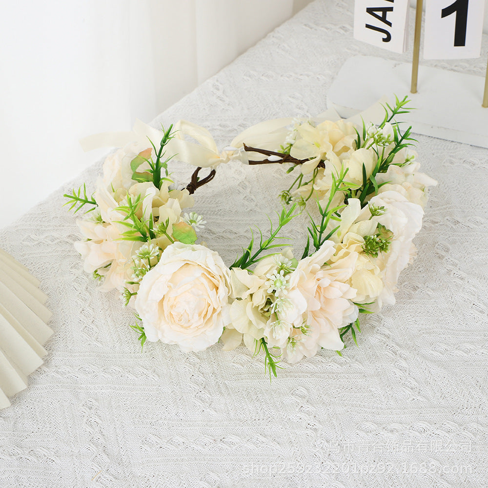 Handmade Romantic Artificial Flower Crown Headband for Bridal and Festival Bowlift