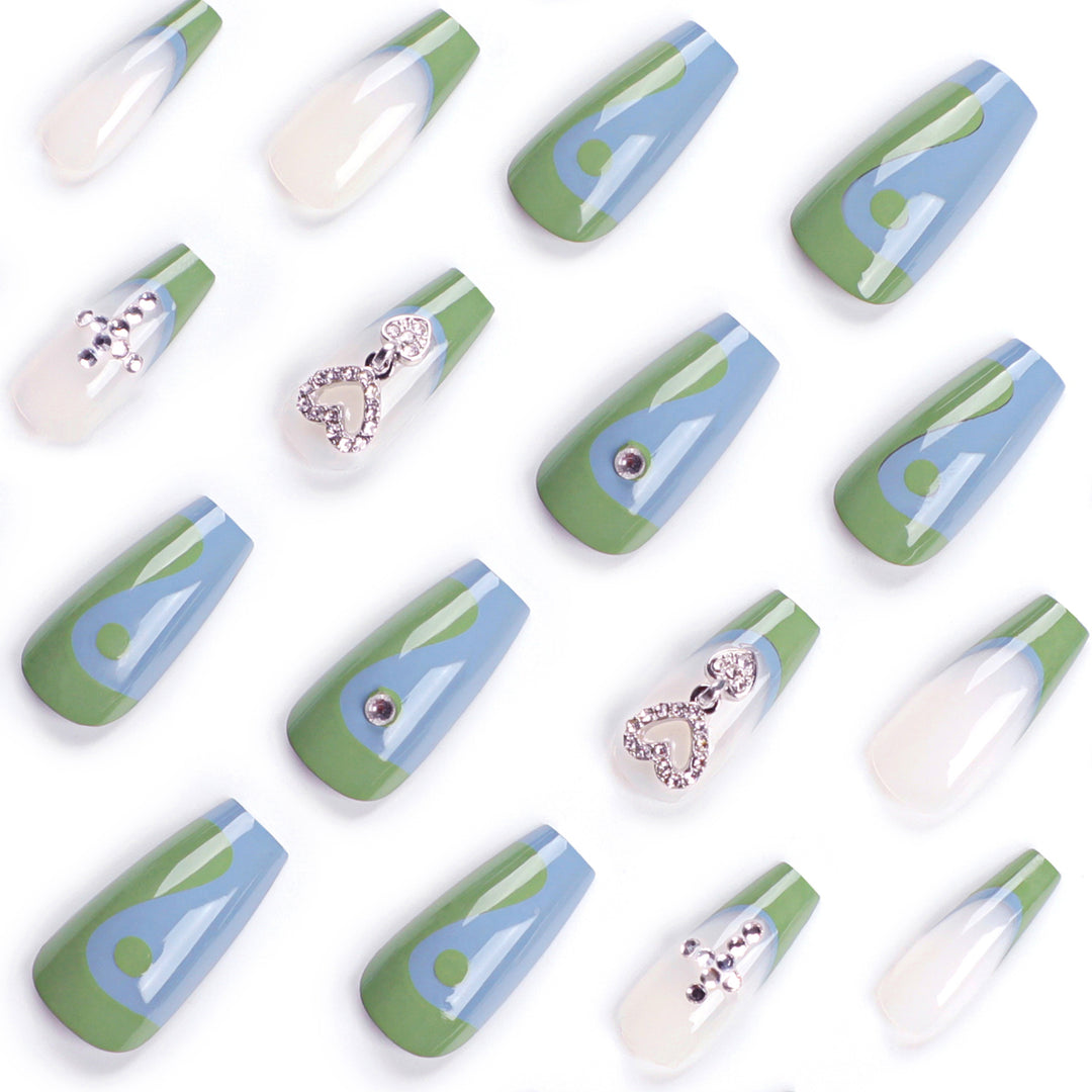 Artistic nail extensions with decorative jewelry effect Bowlift