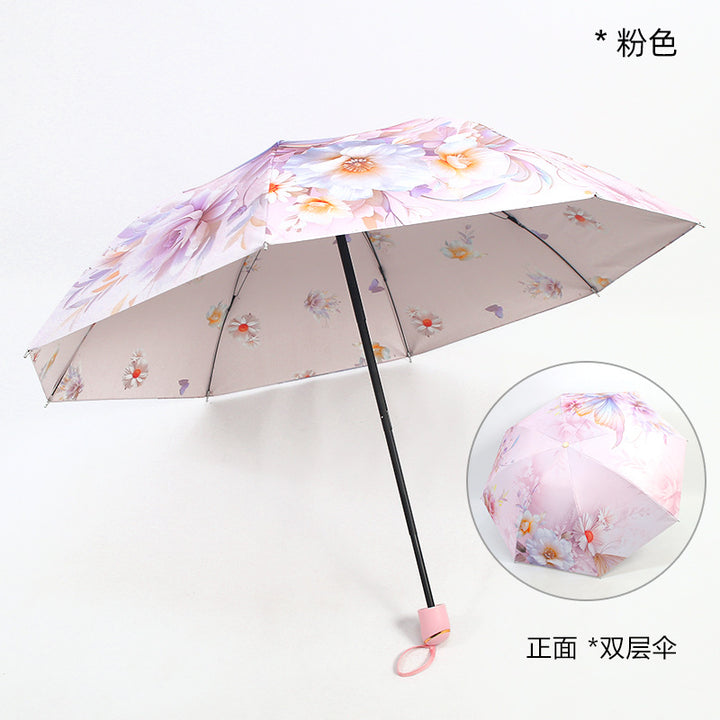 Ladies elegant folding umbrella with floral patterns Bowlift