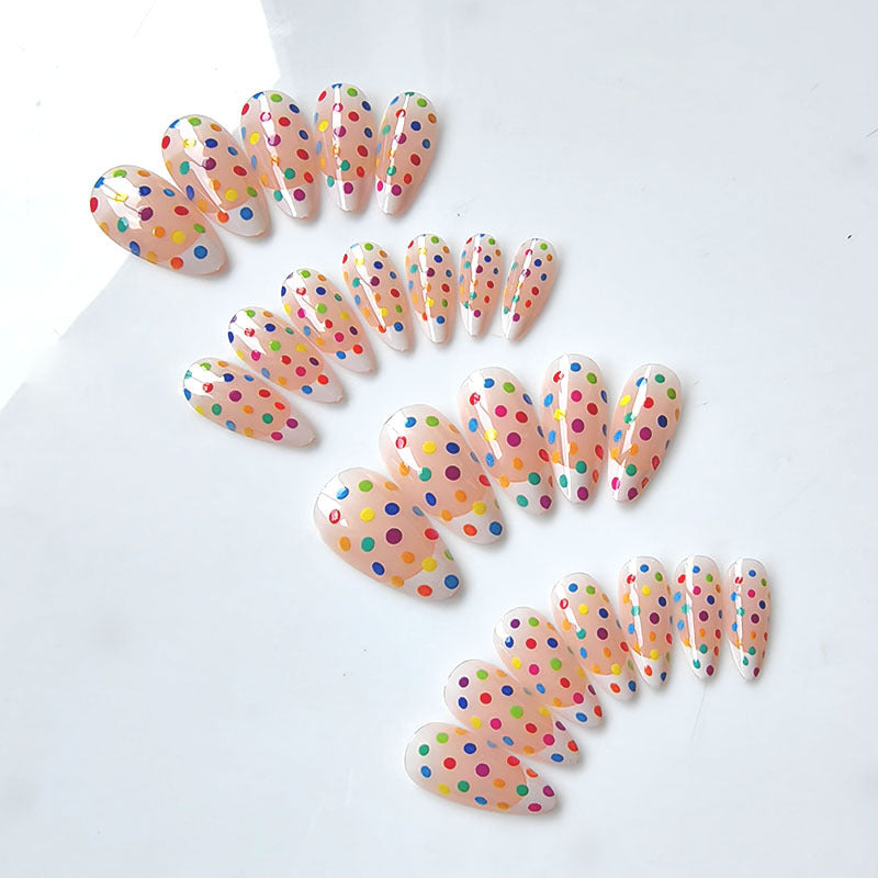 Artificial artificial nails with colorful dot design Bowlift