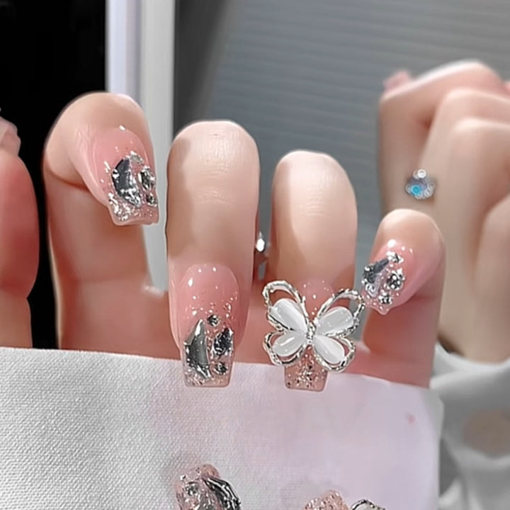 Decorative Butterfly-Inspired Press-On Nail Art Set Bowlift