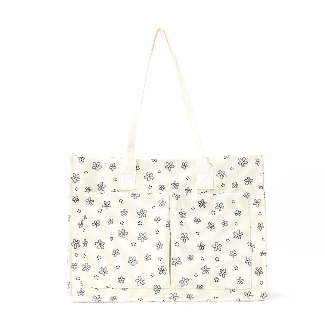 Shopping bag with floral pattern and practical exterior pockets Bowlift