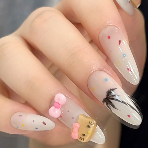Themed Nail Art Press-On Nails with Cute Character and Bow Designs Bowlift
