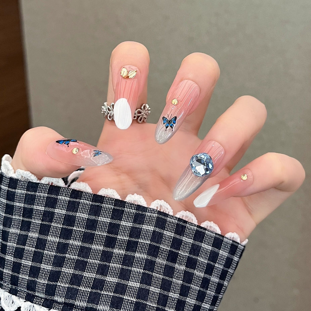 Decorative Rhinestone Press-On Nail Extensions Bowlift