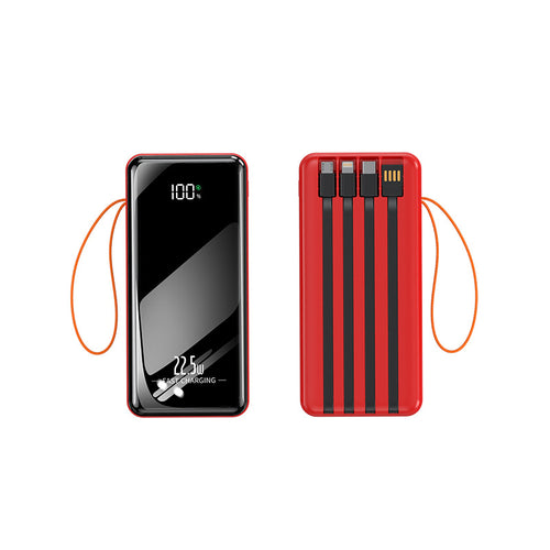 Portable power bank with integrated charging cables and digital display Bowlift