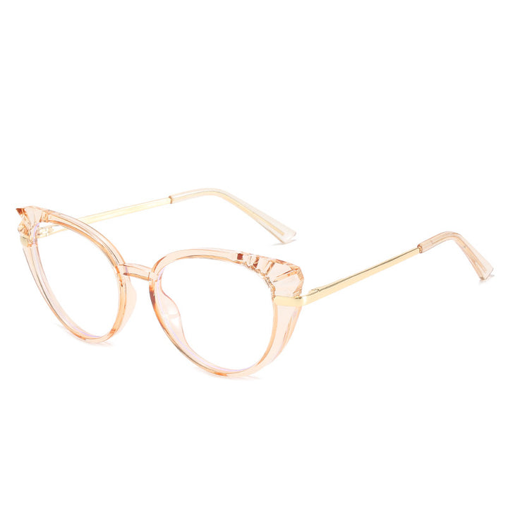 Women's Cat-Eye Prescription Glasses with Glossy Plastic Frame and Gold Accents Bowlift
