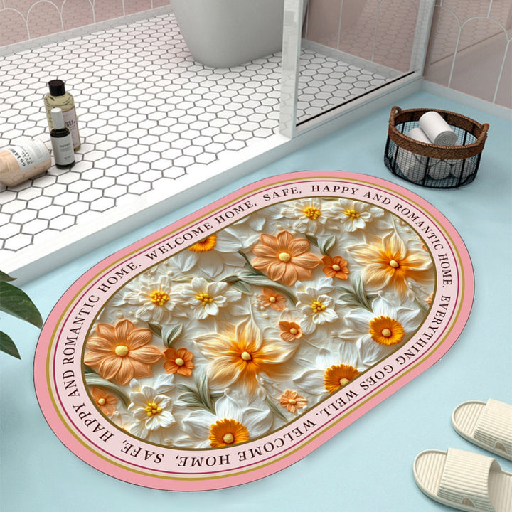 Floral Design Bath Mat Bowlift