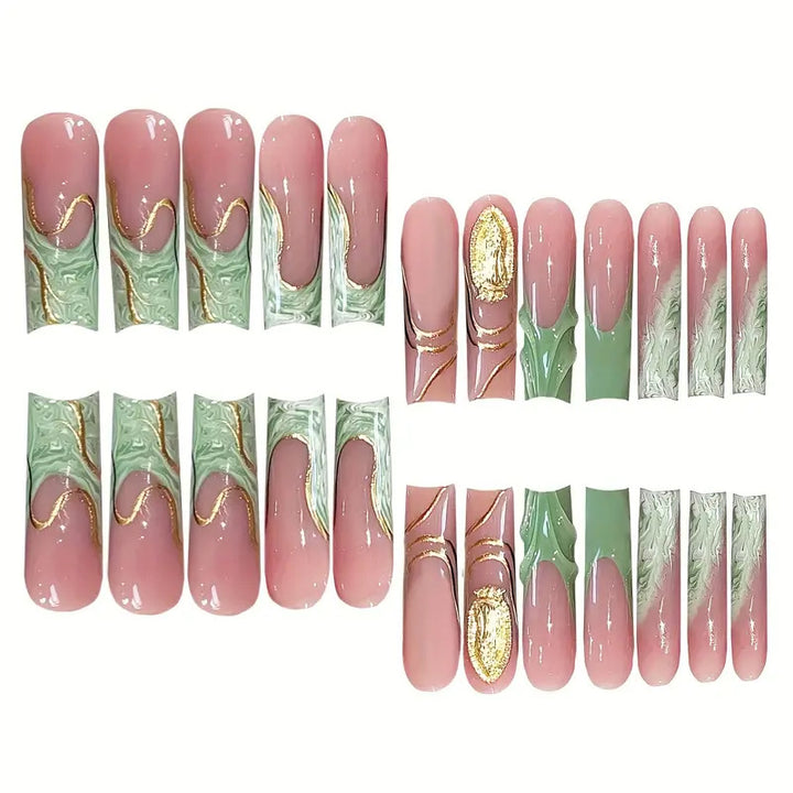 Luxe Marbled Press-On Nail Art Bowlift