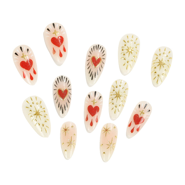 Nail art with glitter and heart decoration Bowlift