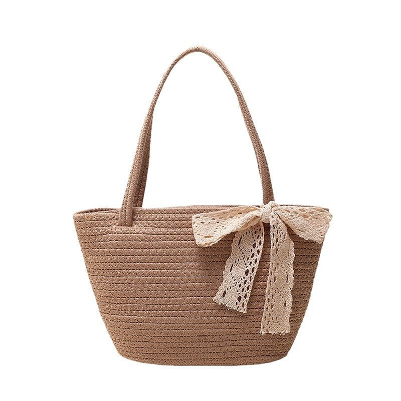 Women's handbag with decorative crochet tape Bowlift
