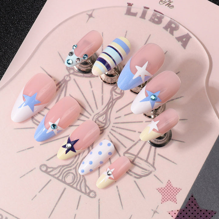 Starry-Themed Press-On Nail Art Bowlift