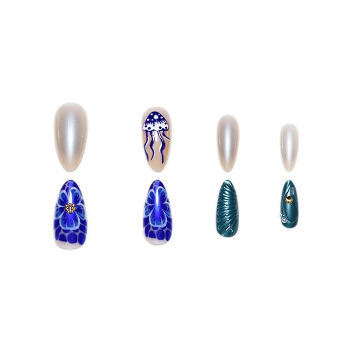 Artistic Beach-Inspired Press-On Nail Art Bowlift