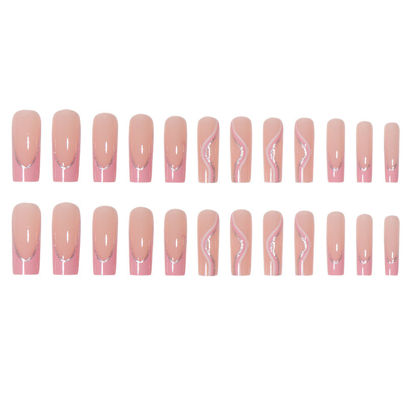 Long Acrylic Press-On Nails with Rhinestone Accents Bowlift