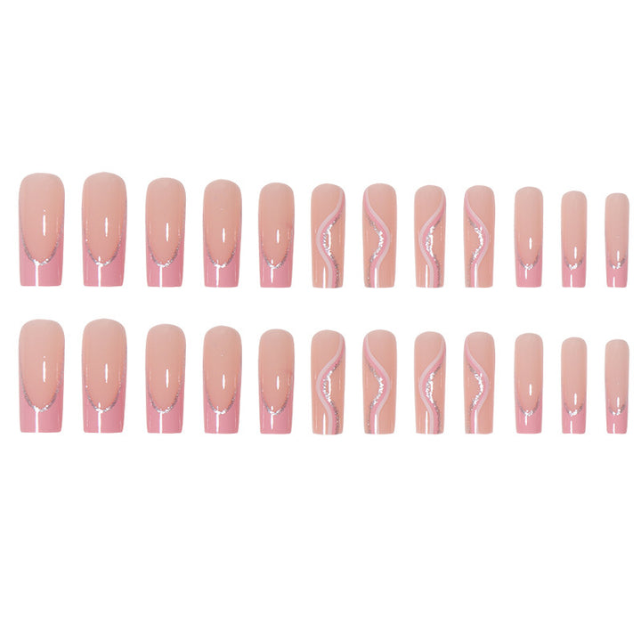 Long Acrylic Press-On Nails with Rhinestone Accents Bowlift