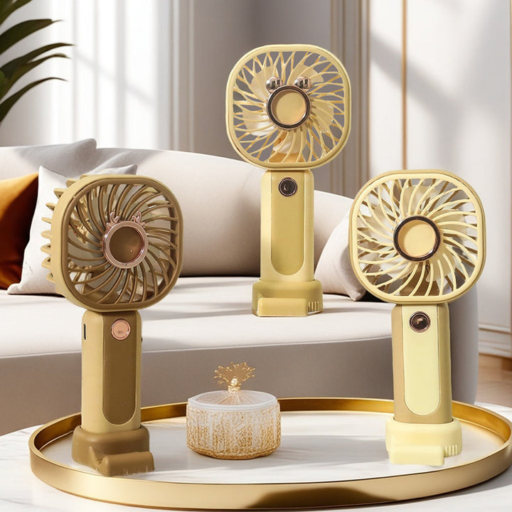 Ladies portable USB hand fan with ergonomic design and integrated LED lighting Bowlift