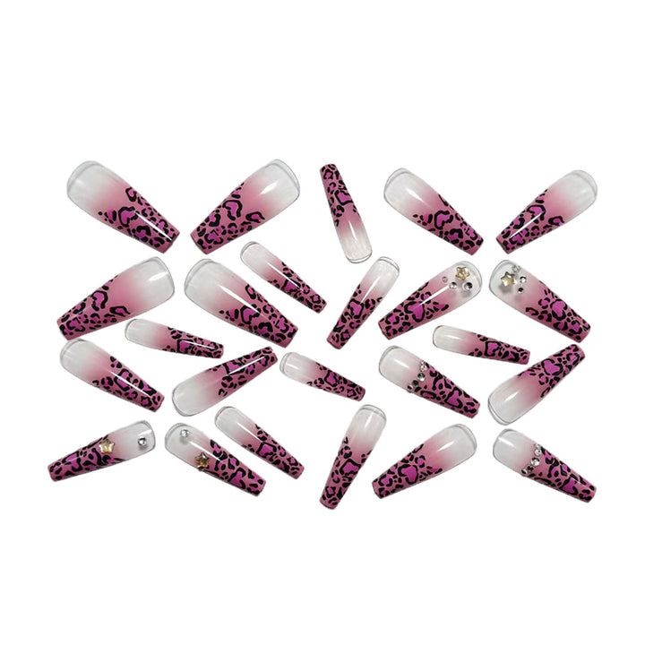 Artificial nails with leopard pattern and rhinestone details Bowlift