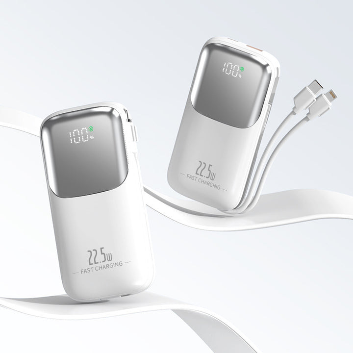 High-performance power bank with intelligent charge indicator and integrated cable Bowlift