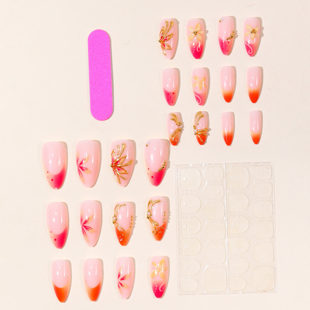 High-Design Floral Nail Art Extensions Bowlift