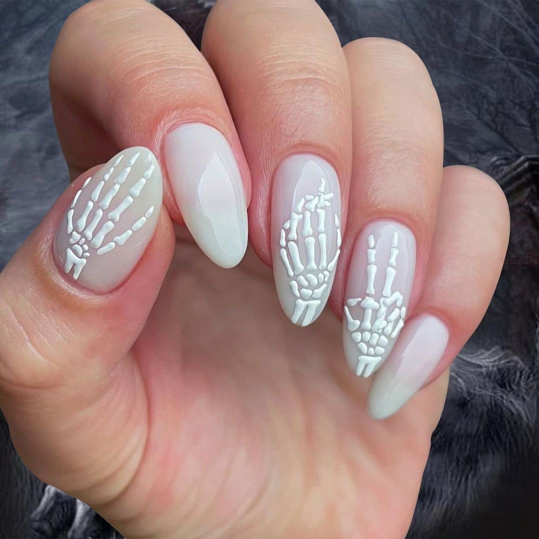Artistic Nail Art in Skeleton Design Bowlift