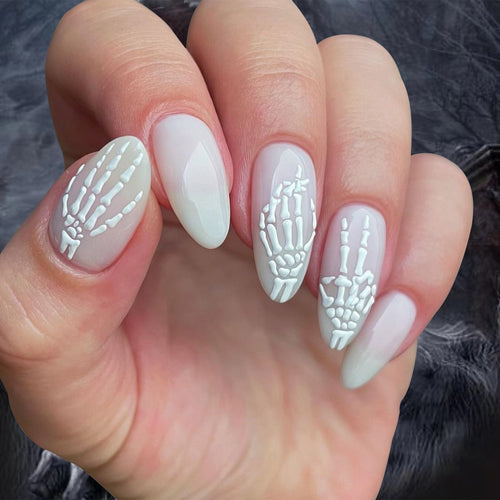 Artistic Nail Art in Skeleton Design Bowlift