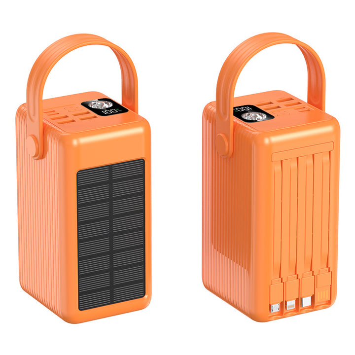 Portable Solar Power Bank with Integrated Cable Management and LED Display Bowlift