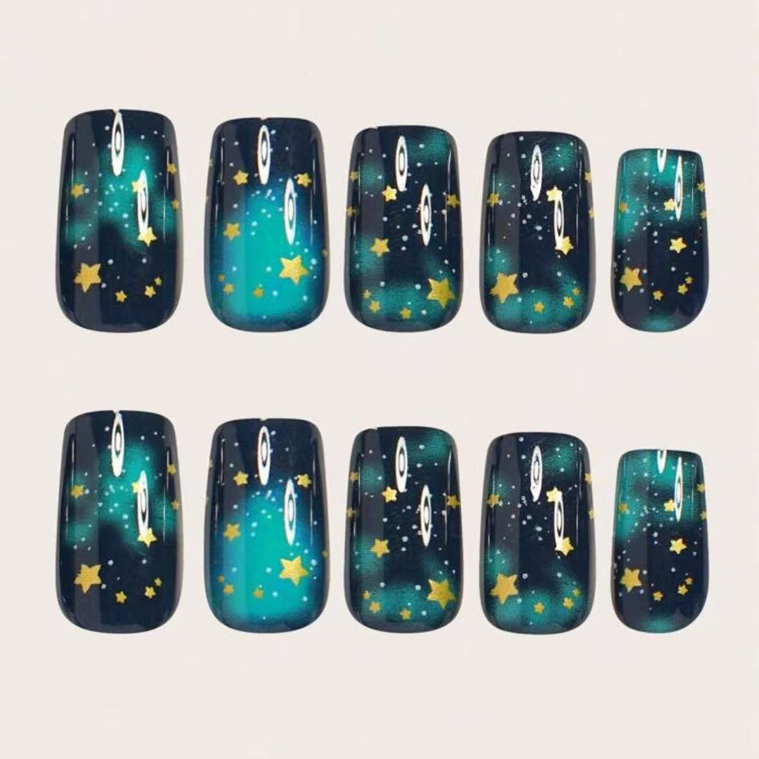 Glitter nail polish with star accents Bowlift
