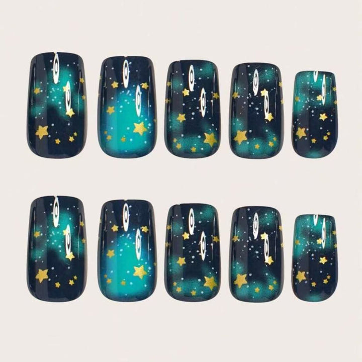 Glitter nail polish with star accents Bowlift