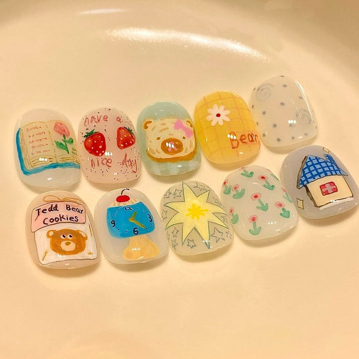 Artistic Coffee-Inspired Press-On Nail Art Set Bowlift