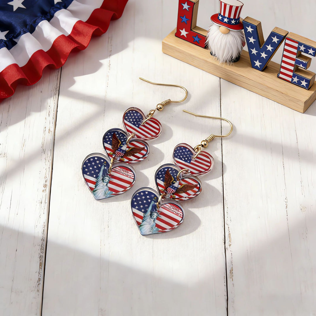 Ladies nan statement earrings with bow shape and American flag pendant Bowlift